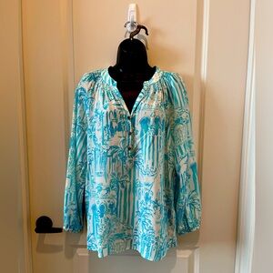 Lilly Pulitzer Elsa Top resort White La Via Loca Blouse